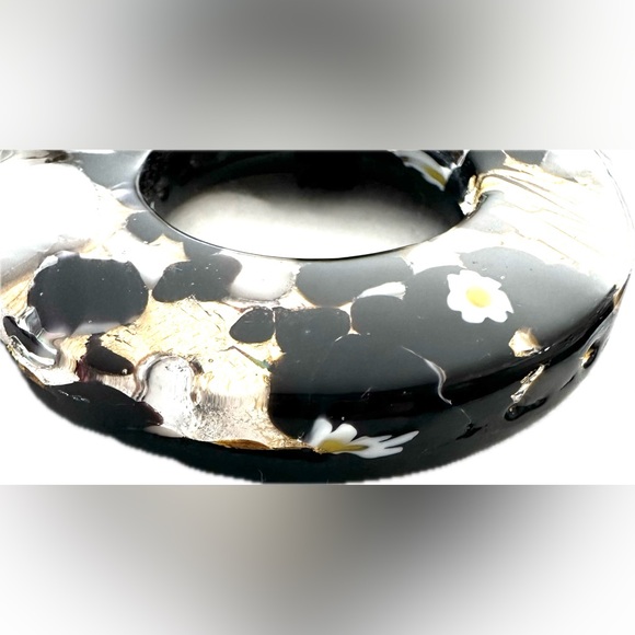 Handcrafted Murano Venice Glass Disc Pendant Necklace Fused Glass 24kt Gold Foil - Picture 4 of 7